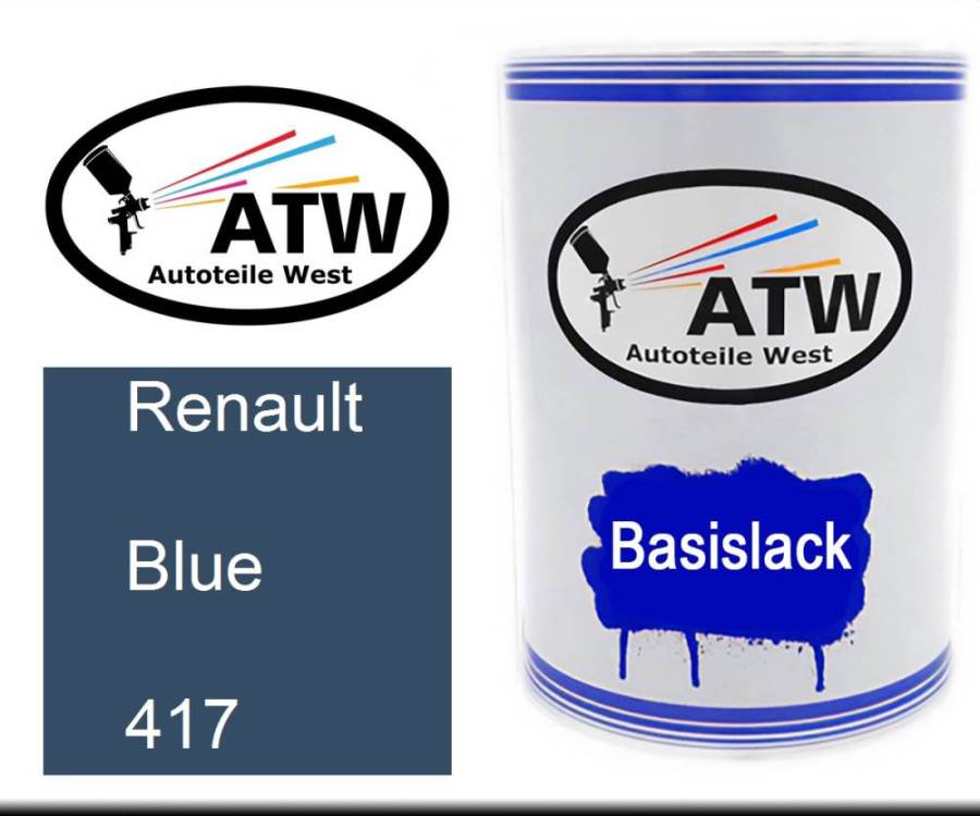 Renault, Blue, 417: 500ml Lackdose, von ATW Autoteile West.