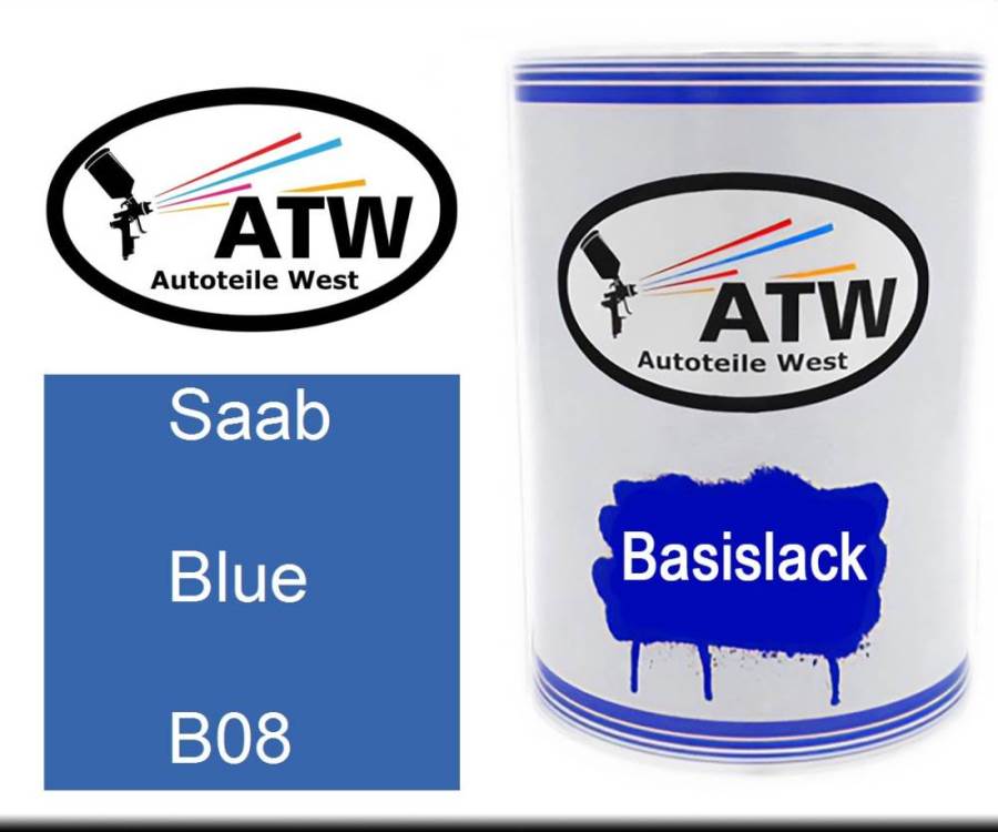 Saab, Blue, B08: 500ml Lackdose, von ATW Autoteile West.