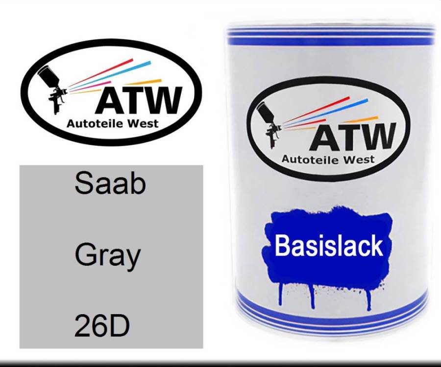 Saab, Gray, 26D: 500ml Lackdose, von ATW Autoteile West.