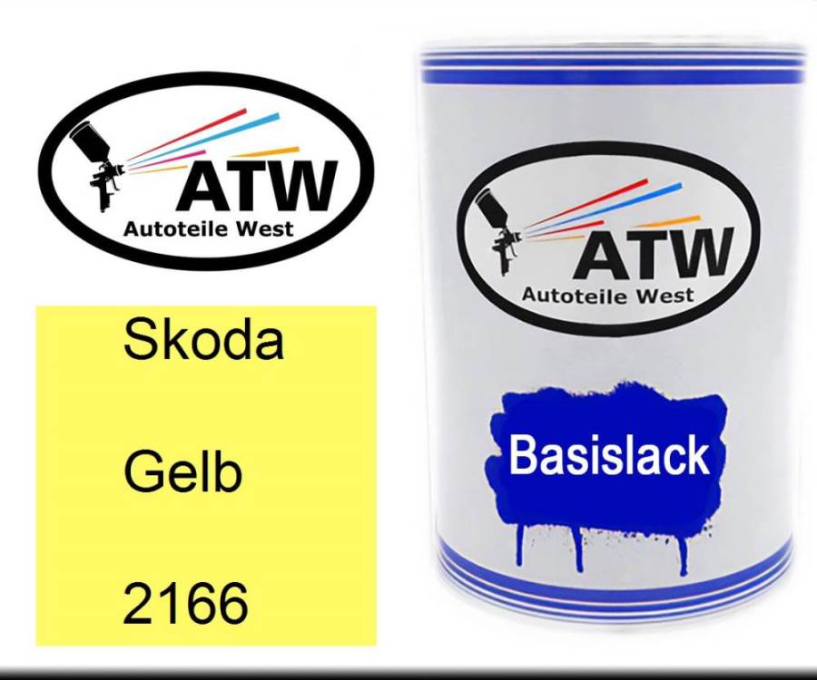 Skoda, Gelb, 2166: 500ml Lackdose, von ATW Autoteile West.