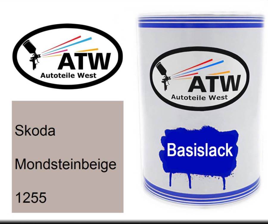 Skoda, Mondsteinbeige, 1255: 500ml Lackdose, von ATW Autoteile West.