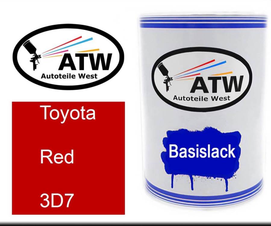 Toyota, Red, 3D7: 500ml Lackdose, von ATW Autoteile West.