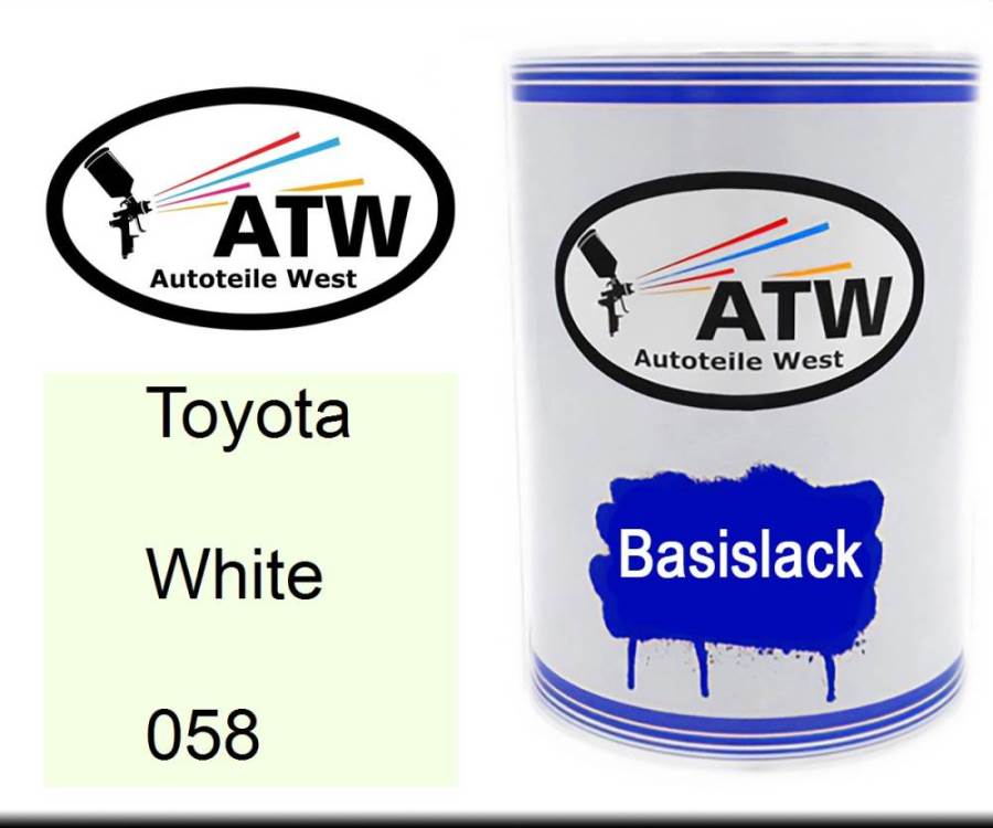 Toyota, White, 058: 500ml Lackdose, von ATW Autoteile West.