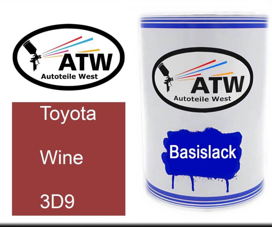 Toyota, Wine, 3D9: 500ml Lackdose, von ATW Autoteile West.