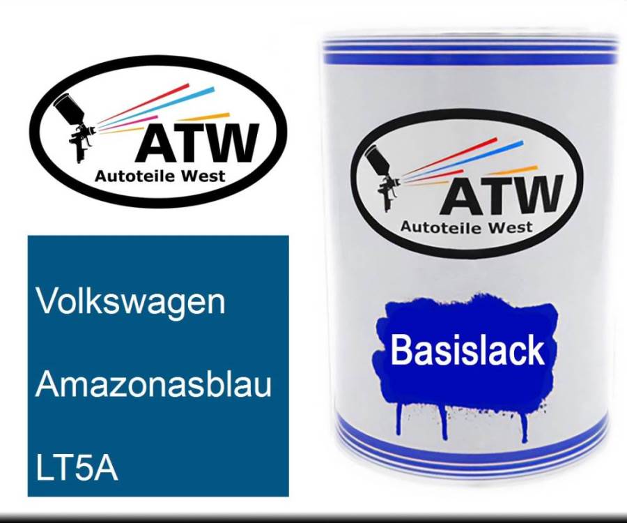 Volkswagen, Amazonasblau, LT5A: 500ml Lackdose, von ATW Autoteile West.