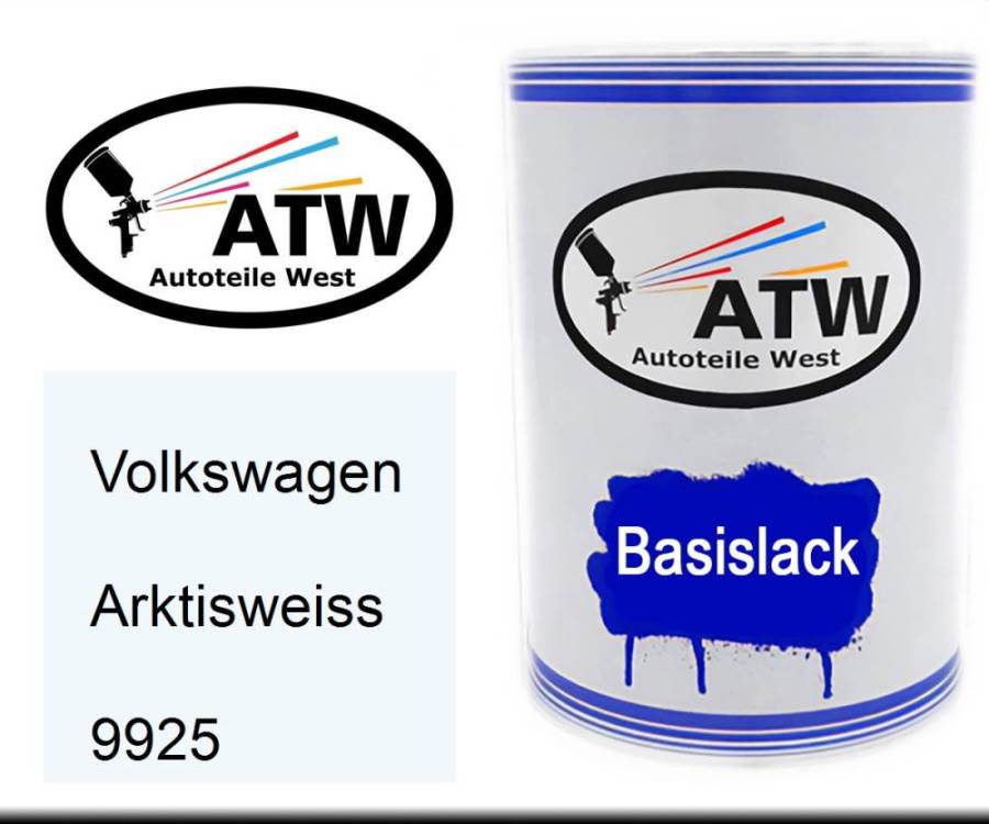 Volkswagen, Arktisweiss, 9925: 500ml Lackdose, von ATW Autoteile West.