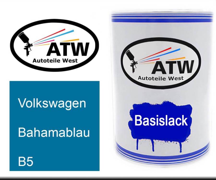 Volkswagen, Bahamablau, B5: 500ml Lackdose, von ATW Autoteile West.