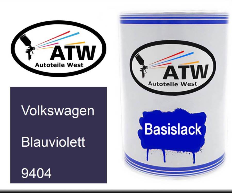 Volkswagen, Blauviolett, 9404: 500ml Lackdose, von ATW Autoteile West.