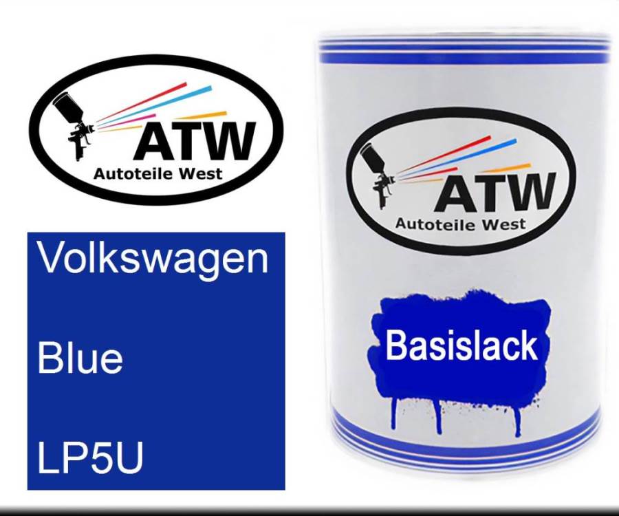 Volkswagen, Blue, LP5U: 500ml Lackdose, von ATW Autoteile West.