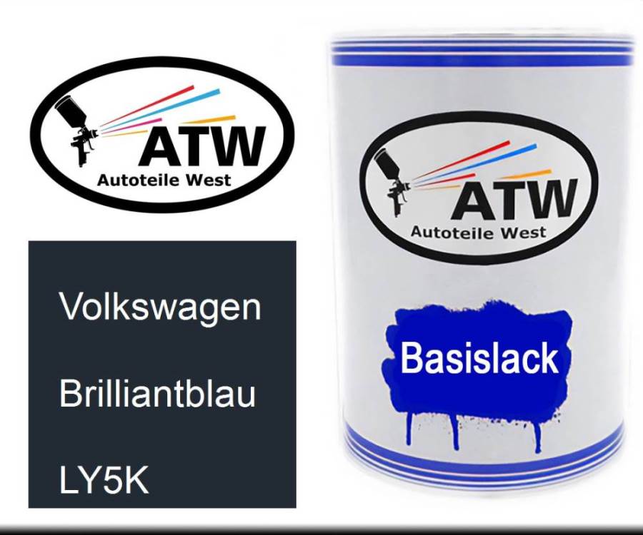 Volkswagen, Brilliantblau, LY5K: 500ml Lackdose, von ATW Autoteile West.