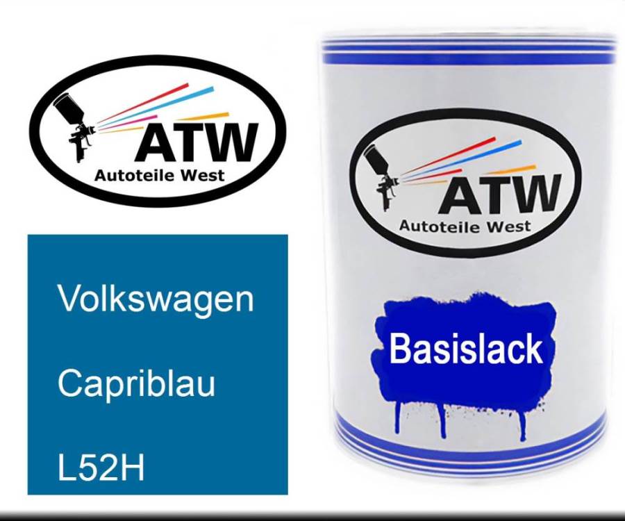 Volkswagen, Capriblau, L52H: 500ml Lackdose, von ATW Autoteile West.