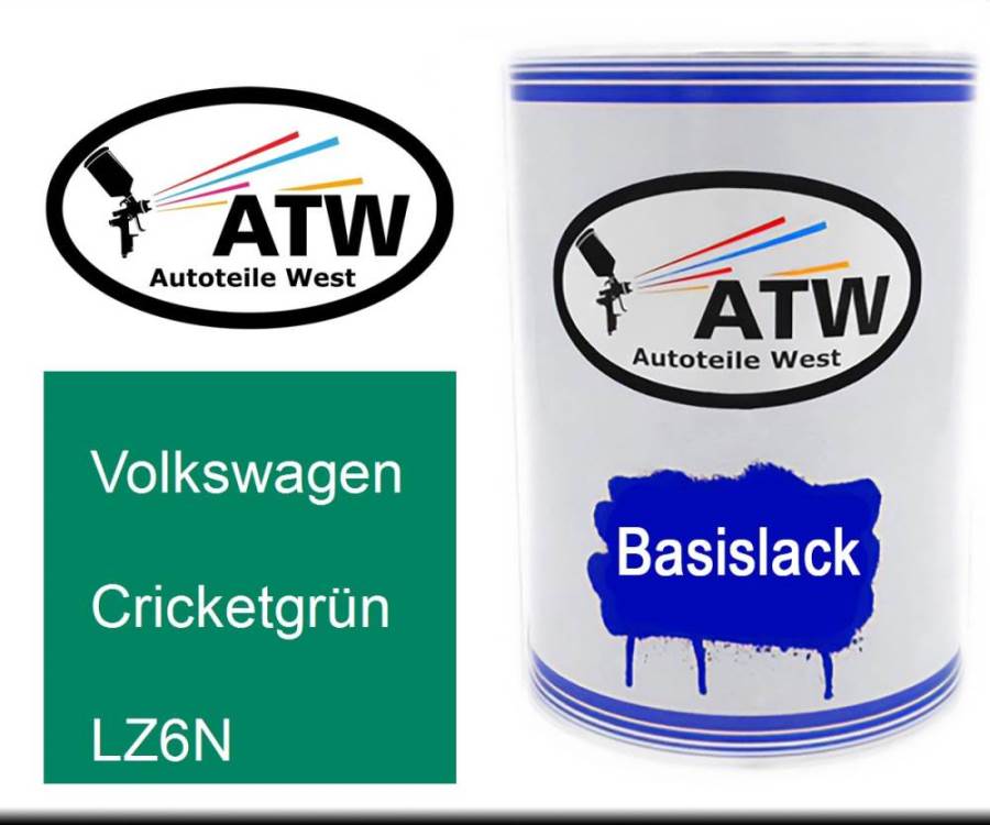 Volkswagen, Cricketgrün, LZ6N: 500ml Lackdose, von ATW Autoteile West.