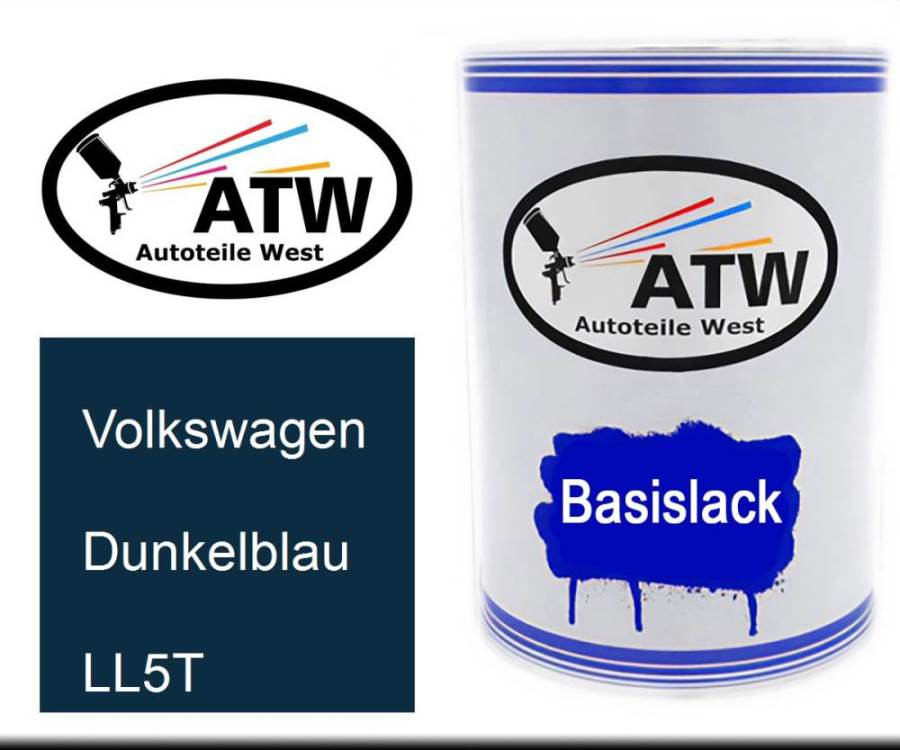 Volkswagen, Dunkelblau, LL5T: 500ml Lackdose, von ATW Autoteile West.