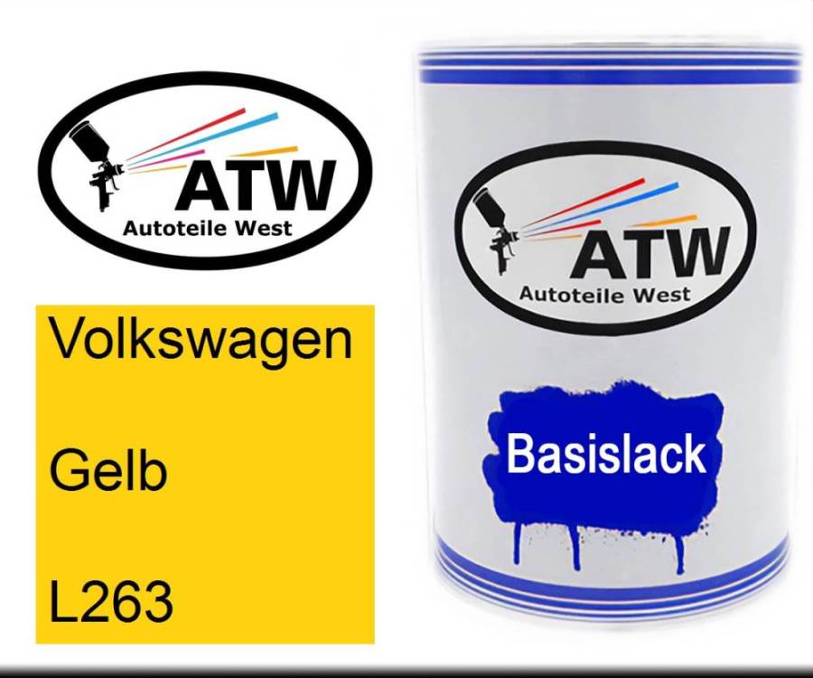 Volkswagen, Gelb, L263: 500ml Lackdose, von ATW Autoteile West.