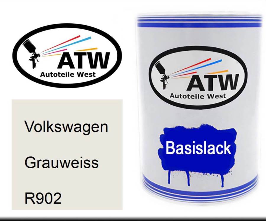 Volkswagen, Grauweiss, R902: 500ml Lackdose, von ATW Autoteile West.