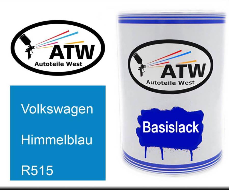 Volkswagen, Himmelblau, R515: 500ml Lackdose, von ATW Autoteile West.