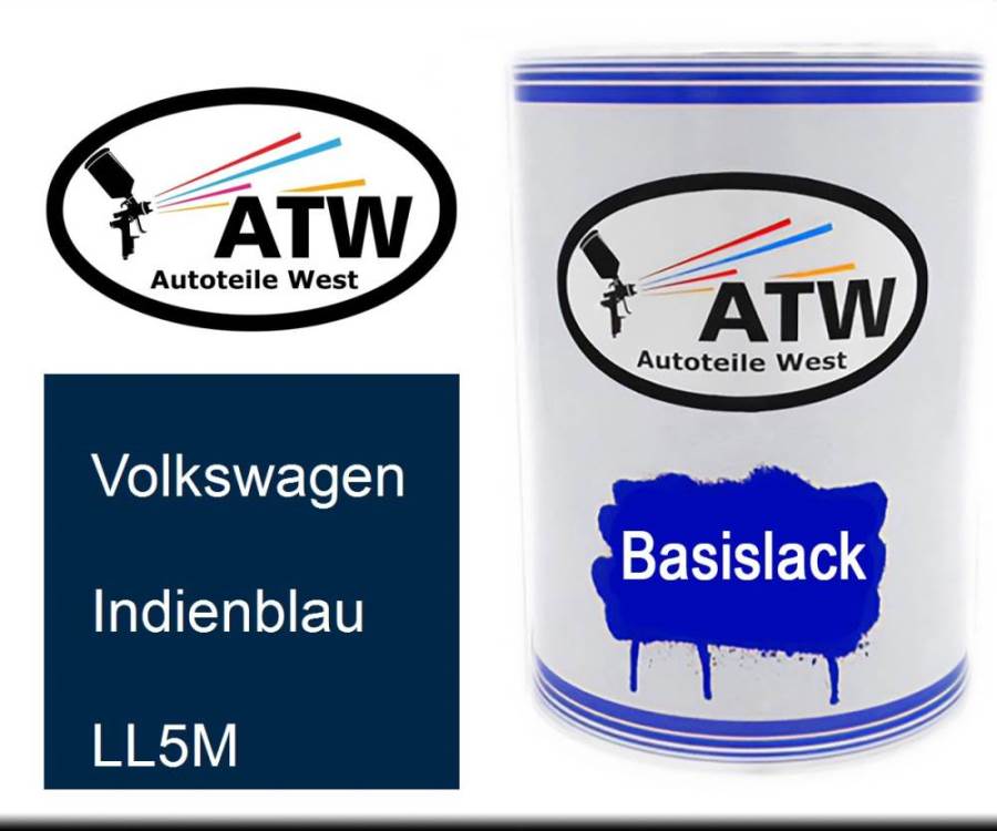 Volkswagen, Indienblau, LL5M: 500ml Lackdose, von ATW Autoteile West.