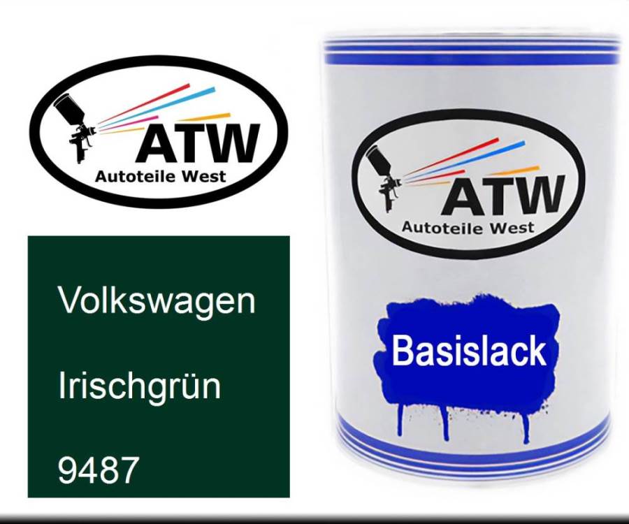 Volkswagen, Irischgrün, 9487: 500ml Lackdose, von ATW Autoteile West.