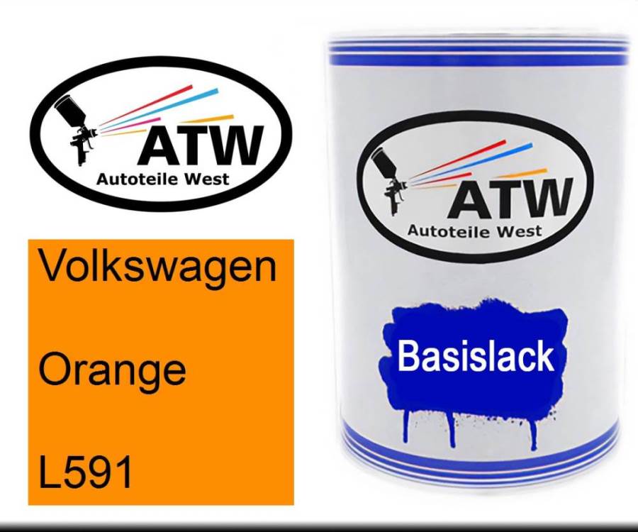 Volkswagen, Orange, L591: 500ml Lackdose, von ATW Autoteile West.