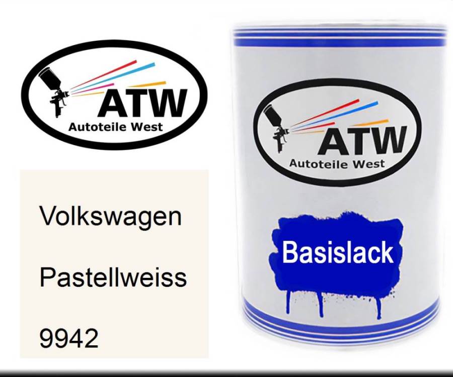 Volkswagen, Pastellweiss, 9942: 500ml Lackdose, von ATW Autoteile West.