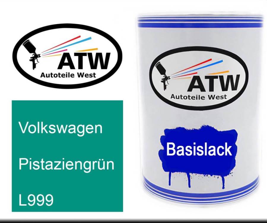 Volkswagen, Pistaziengrün, L999: 500ml Lackdose, von ATW Autoteile West.