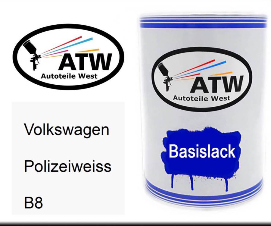 Volkswagen, Polizeiweiss, B8: 500ml Lackdose, von ATW Autoteile West.