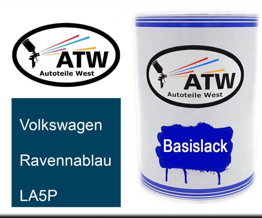 Volkswagen, Ravennablau, LA5P: 500ml Lackdose, von ATW Autoteile West.