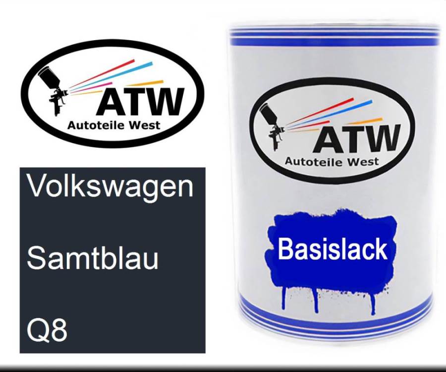 Volkswagen, Samtblau, Q8: 500ml Lackdose, von ATW Autoteile West.