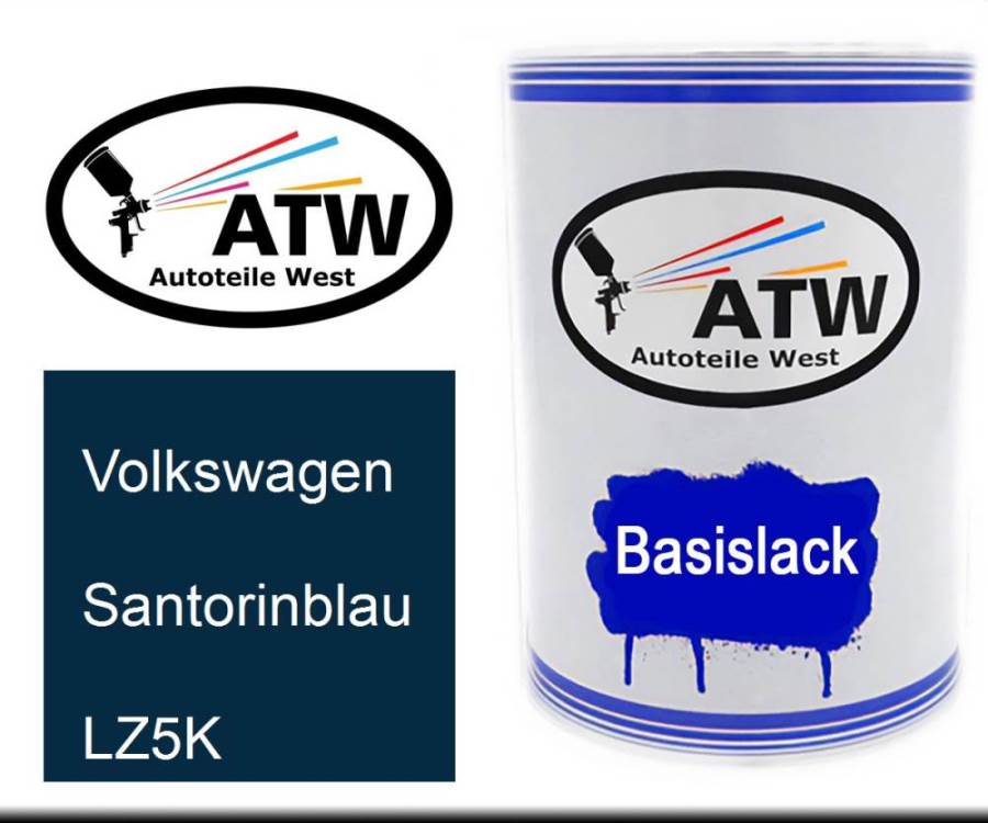 Volkswagen, Santorinblau, LZ5K: 500ml Lackdose, von ATW Autoteile West.