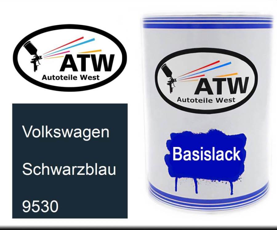 Volkswagen, Schwarzblau, 9530: 500ml Lackdose, von ATW Autoteile West.