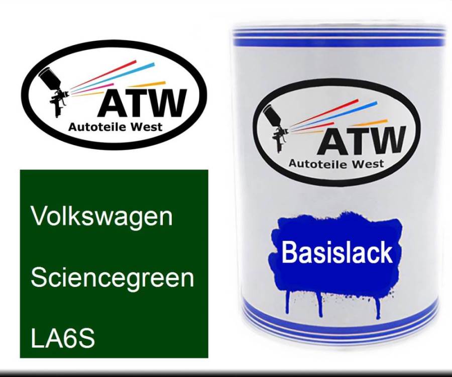 Volkswagen, Sciencegreen, LA6S: 500ml Lackdose, von ATW Autoteile West.