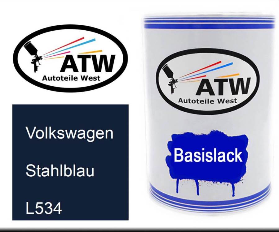 Volkswagen, Stahlblau, L534: 500ml Lackdose, von ATW Autoteile West.