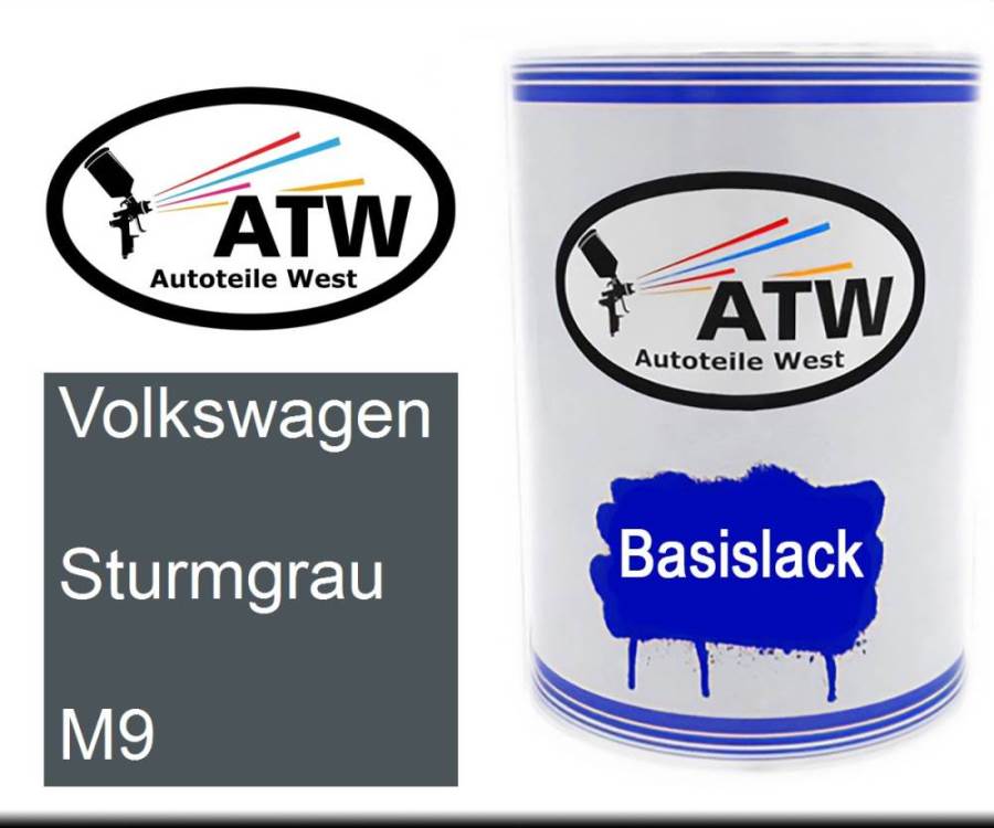 Volkswagen, Sturmgrau, M9: 500ml Lackdose, von ATW Autoteile West.