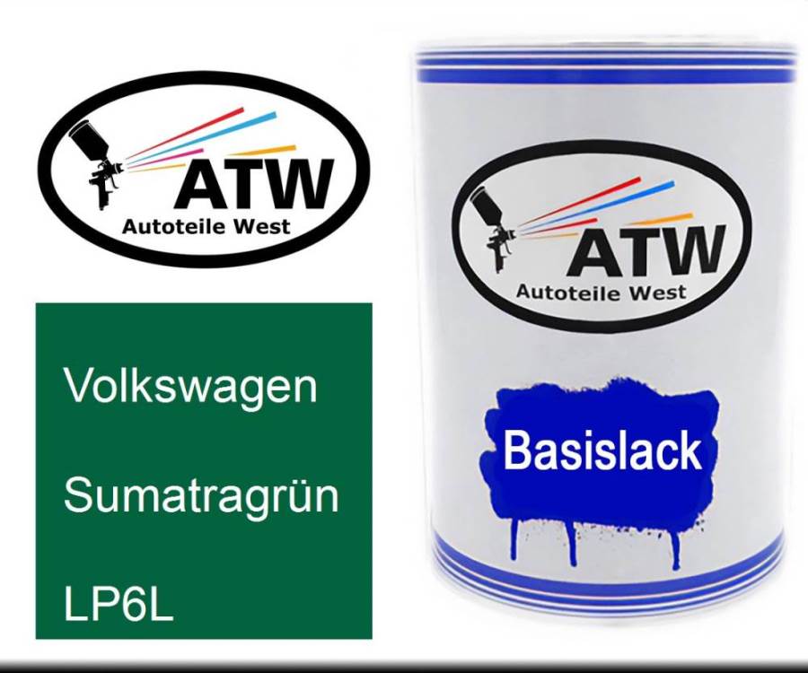 Volkswagen, Sumatragrün, LP6L: 500ml Lackdose, von ATW Autoteile West.