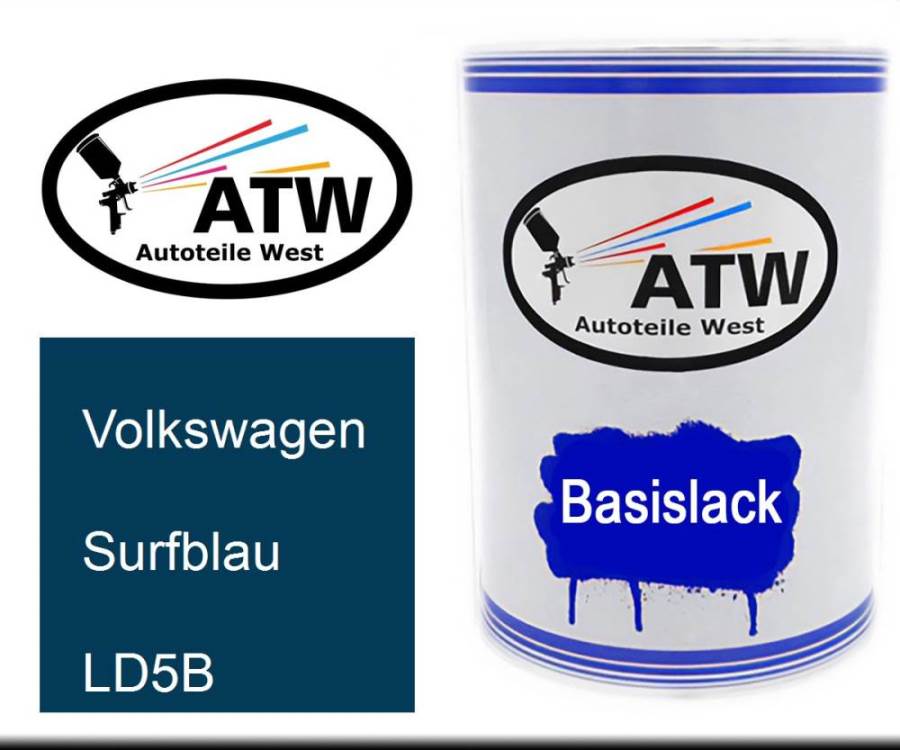 Volkswagen, Surfblau, LD5B: 500ml Lackdose, von ATW Autoteile West.