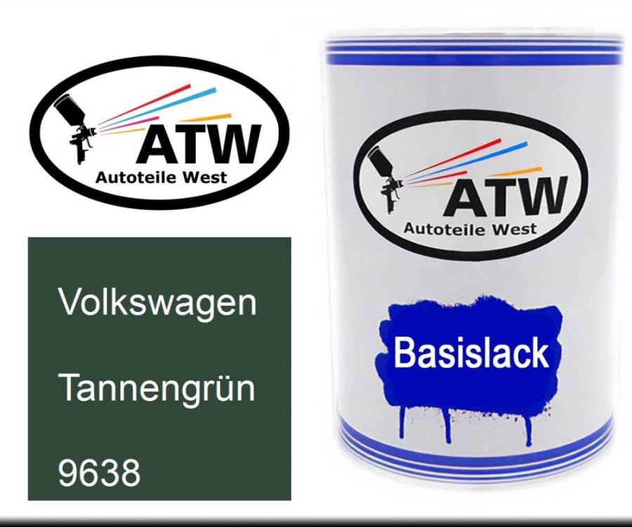 Volkswagen, Tannengrün, 9638: 500ml Lackdose, von ATW Autoteile West.