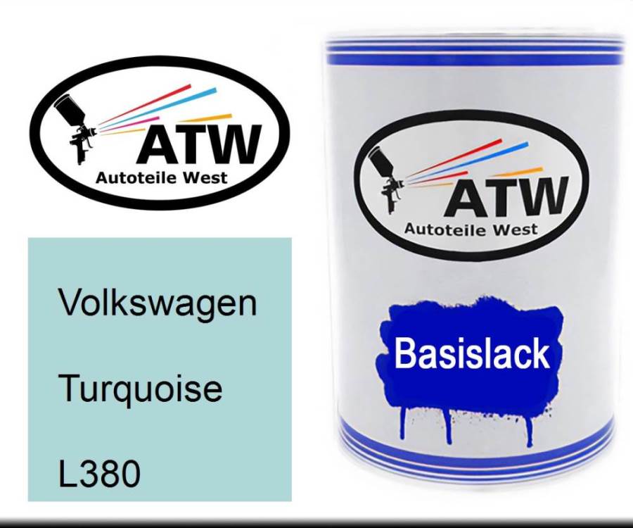 Volkswagen, Turquoise, L380: 500ml Lackdose, von ATW Autoteile West.