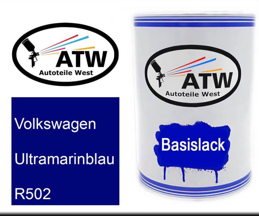 Volkswagen, Ultramarinblau, R502: 500ml Lackdose, von ATW Autoteile West.