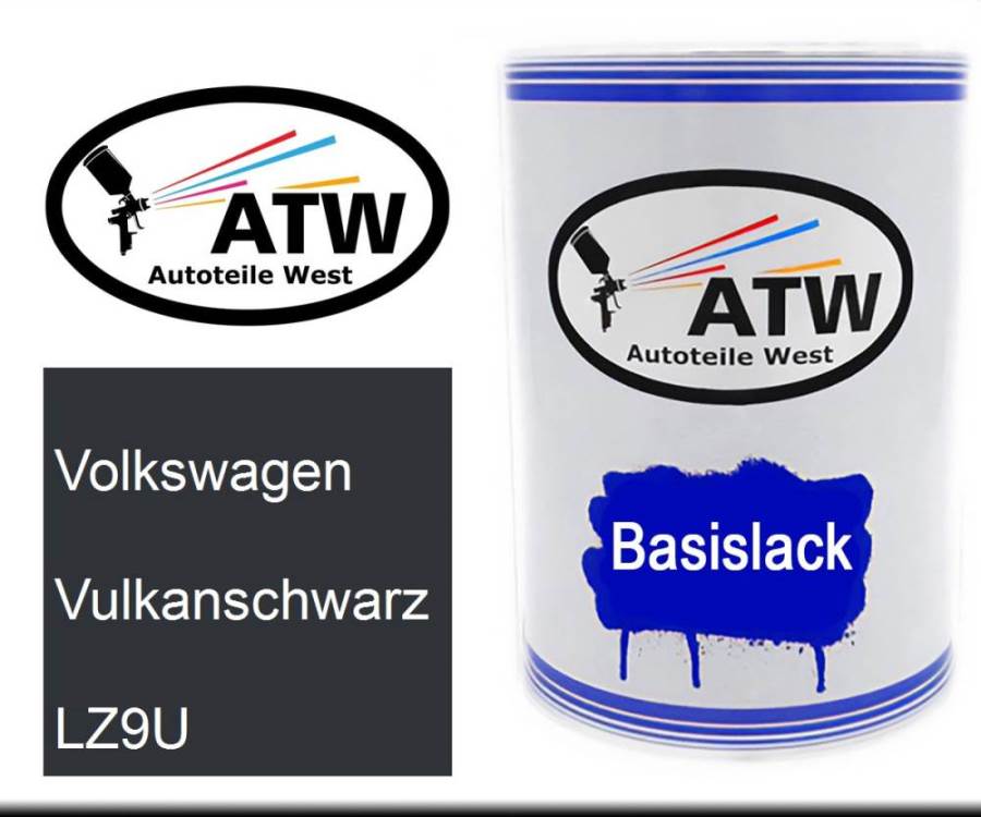 Volkswagen, Vulkanschwarz, LZ9U: 500ml Lackdose, von ATW Autoteile West.