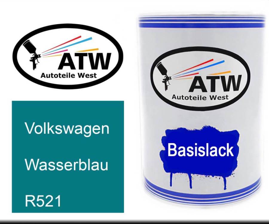 Volkswagen, Wasserblau, R521: 500ml Lackdose, von ATW Autoteile West.