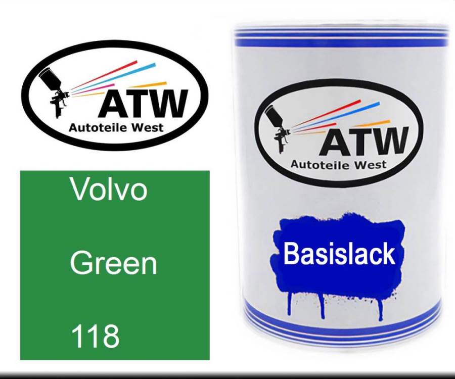 Volvo, Green, 118: 500ml Lackdose, von ATW Autoteile West.