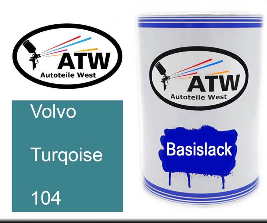 Volvo, Turqoise, 104: 500ml Lackdose, von ATW Autoteile West.