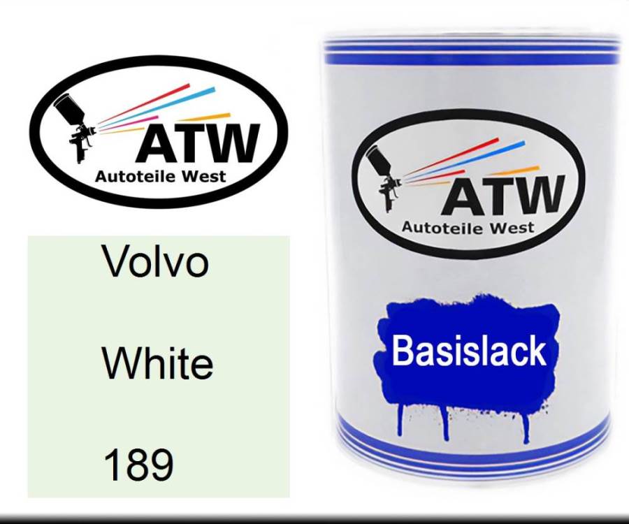 Volvo, White, 189: 500ml Lackdose, von ATW Autoteile West.