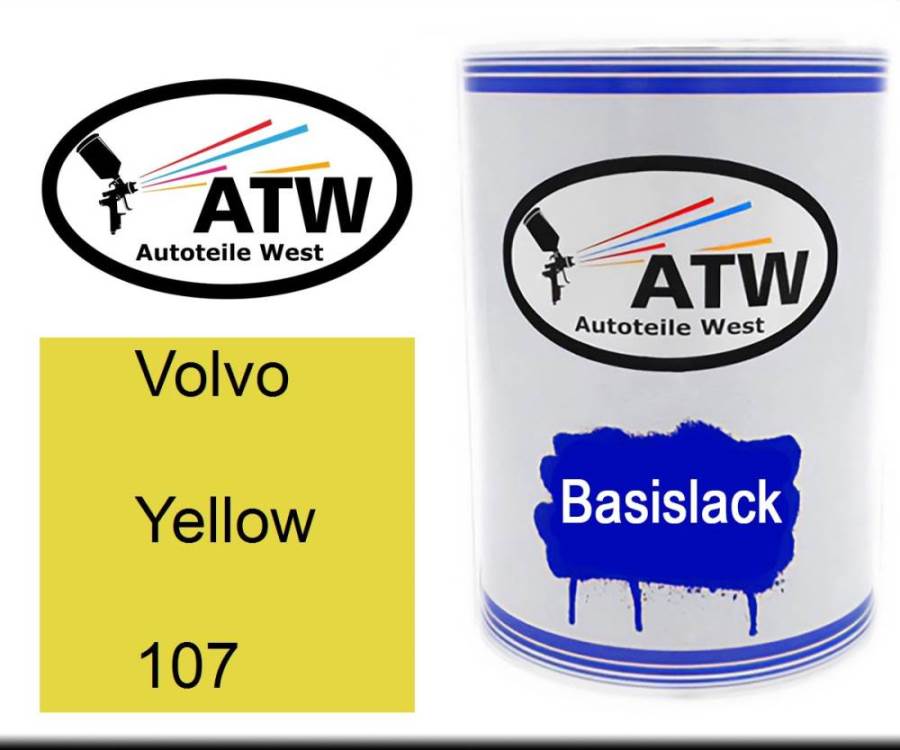 Volvo, Yellow, 107: 500ml Lackdose, von ATW Autoteile West.