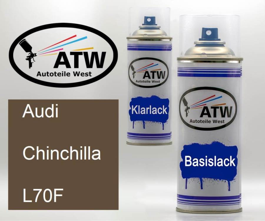 Audi, Chinchilla, L70F: 400ml Sprühdose + 400ml Klarlack - Set, von ATW Autoteile West.