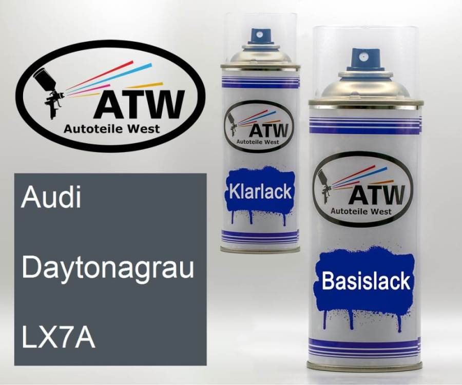 Audi, Daytonagrau, LX7A: 400ml Sprühdose + 400ml Klarlack - Set, von ATW Autoteile West.