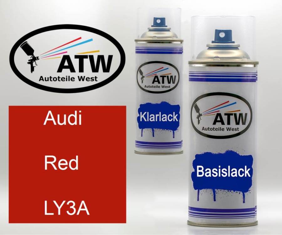 Audi, Red, LY3A: 400ml Sprühdose + 400ml Klarlack - Set, von ATW Autoteile West.