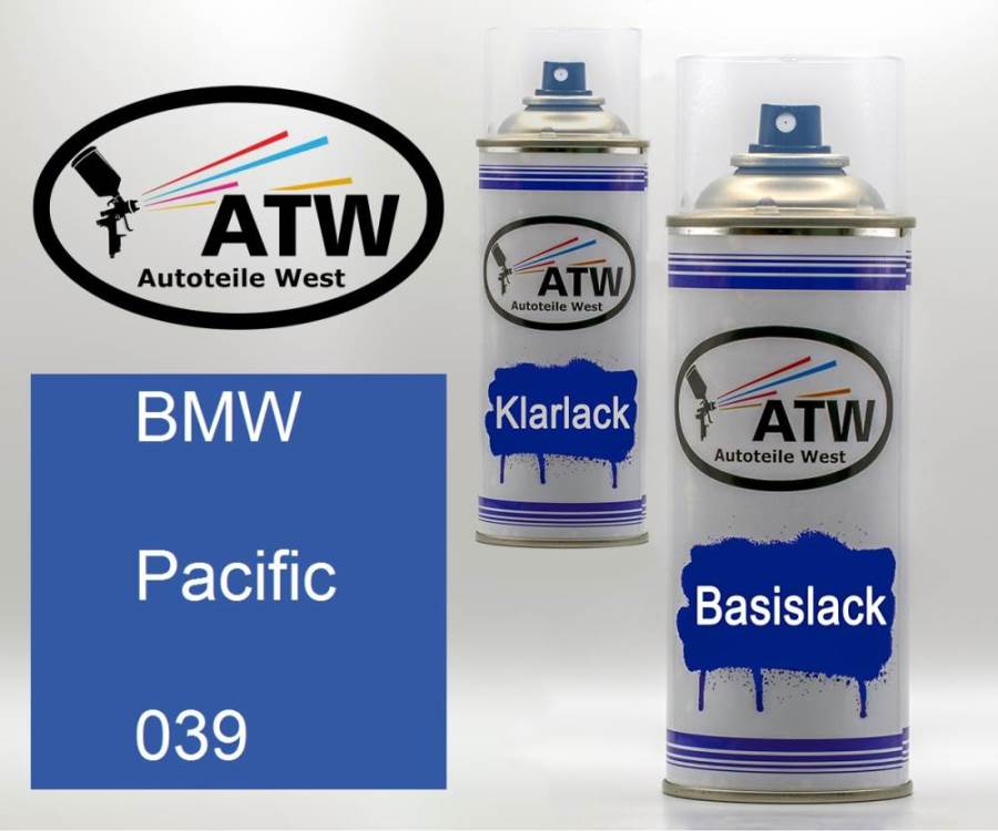 BMW, Pacific, 039: 400ml Sprühdose + 400ml Klarlack - Set, von ATW Autoteile West.