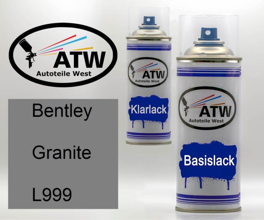 Bentley, Granite, L999: 400ml Sprühdose + 400ml Klarlack - Set, von ATW Autoteile West.