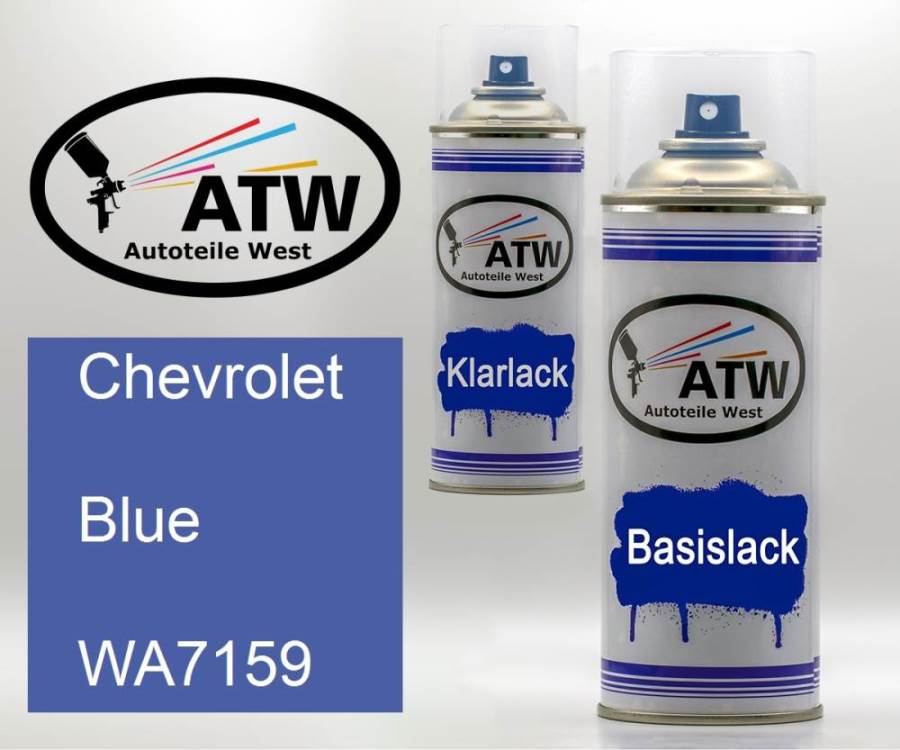 Chevrolet, Blue, WA7159: 400ml Sprühdose + 400ml Klarlack - Set, von ATW Autoteile West.